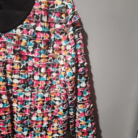Multicolor Ruffled Cropped Statement Jacket 14/L - Picture 3 of 6
